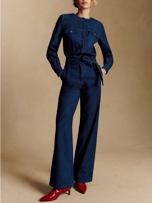 Sezane Stelina Jumpsuit Deep Indigo Size 2 Nwt